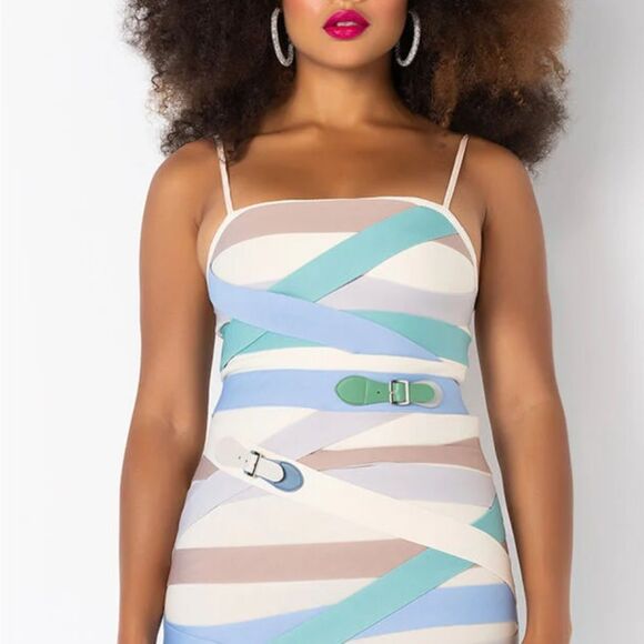 🍄AKIRA STRAP UP BANDAGE MINI DRESS Size M (AA1) - Picture 2 of 15